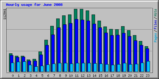 Hourly usage for June 2008