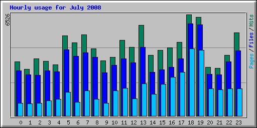 Hourly usage for July 2008